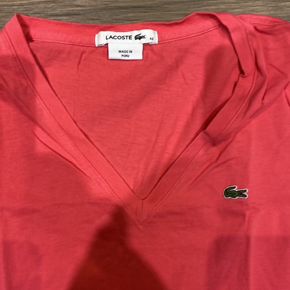 Lacoste Women Pink v-neck t-shirt size 42 - Picture 3 of 4
